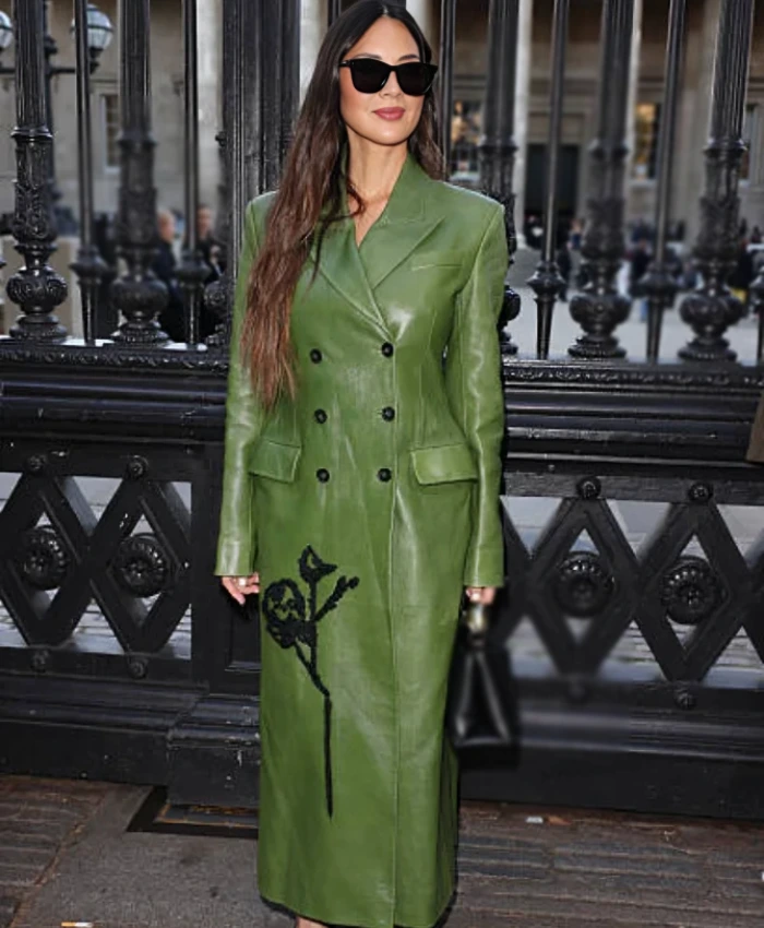 LFW Erdem Show Olivia Munn 2025 Green Long Coat