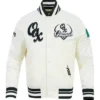 LMB Guerreros De Oaxaca Hasta El Ultimo Out Cream Satin Varsity Jacket