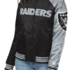 LV Raiders Endzone Black And Grey Satin Varsity Jacket