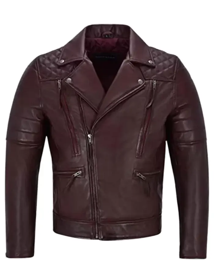Lambskin Napa Maroon Motorcycle Jacket