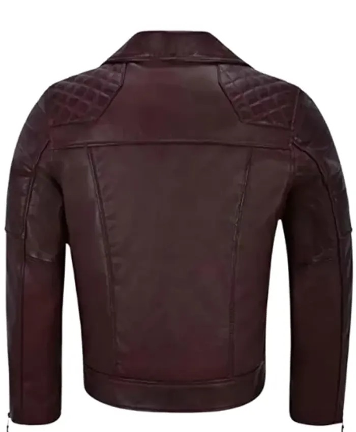 Alternative view of Lambskin Napa Maroon Motorcycle Jacket