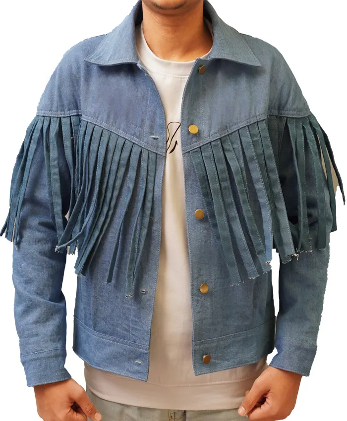 Landman 2024 Michelle Randolph Fringe Denim Jacket For Sale