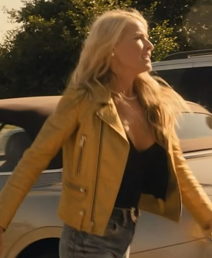 Landman Ali Larter Gold Leather Jacket For Sale