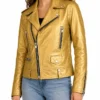 Landman Ali Larter Gold Leather Jacket Sale