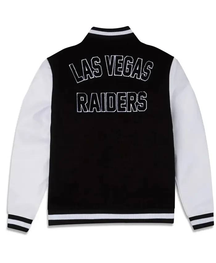 Las Vegas Raiders 3rd Down Varsity Black And White Jacket