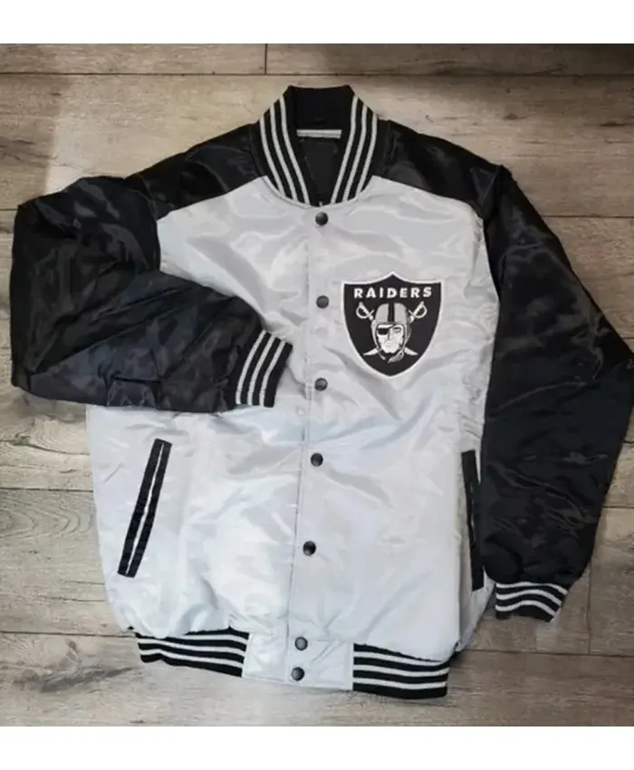 Las Vegas Raiders Black And White Varsity Jacket