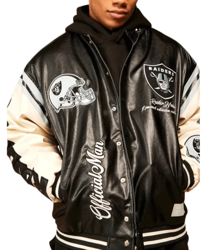 Las Vegas Raiders Black Bomber Leather Jacket