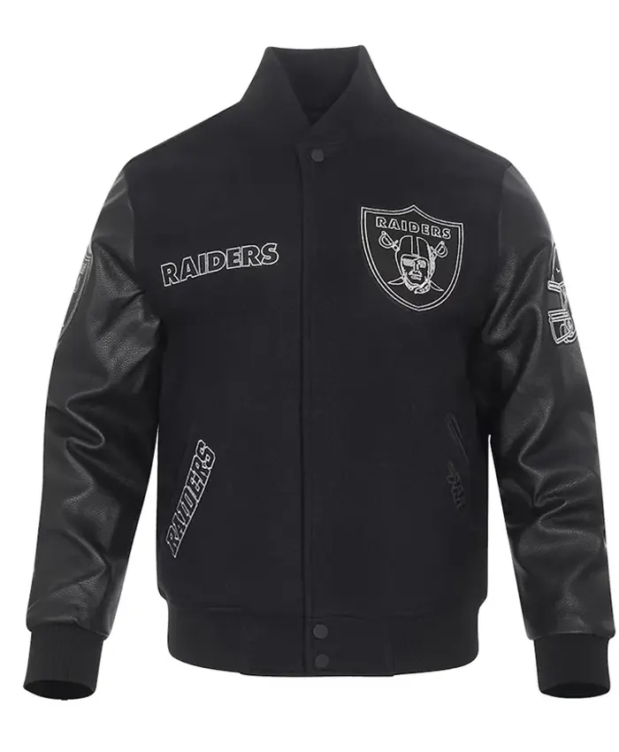 Las Vegas Raiders Black Full Zip Varsity Jacket