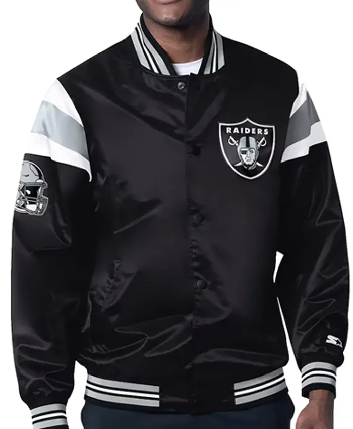 Las Vegas Raiders Black Satin Midweight Jacket