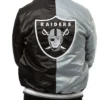 Las Vegas Raiders Satin Black And Grey Varsity Jacket