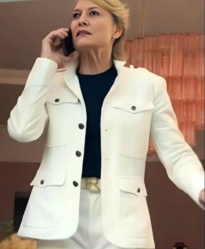 Laura Sanderson TV Series The Girlfriend 2025 Robin Wright Safari White Jacket