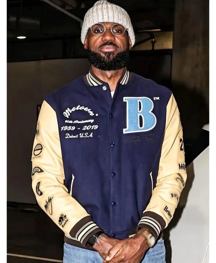 LeBron James Motown Blue And Beige Varsity Jacket