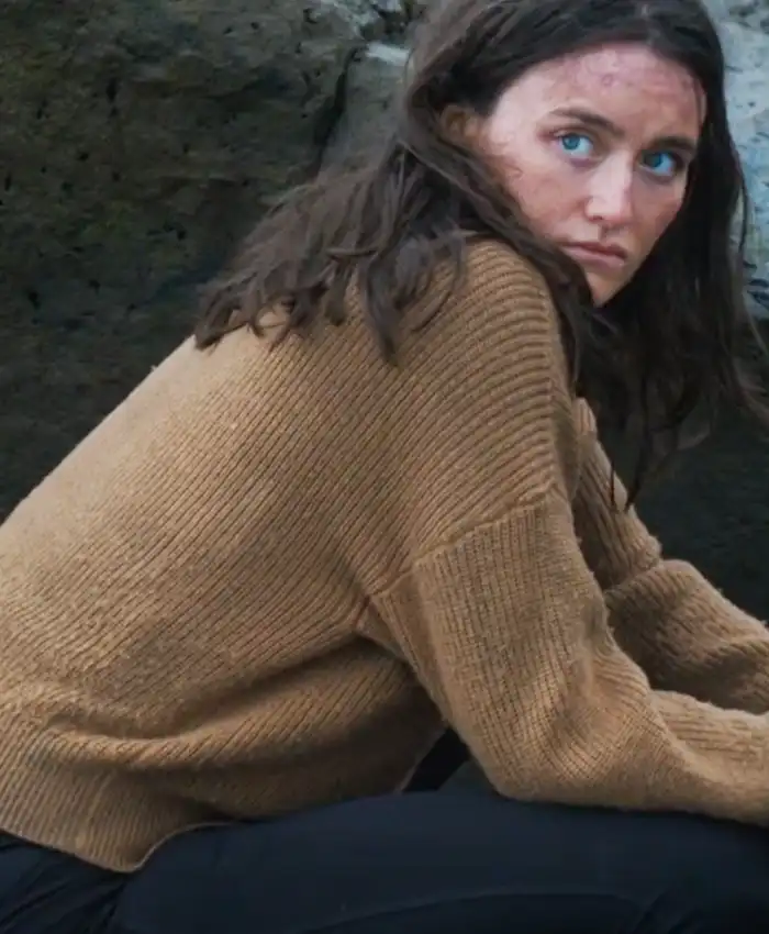 Leah Rilke TV Series Season 2 The Wilds Sarah Pidgeon Brown Wool Cardigan Sweater