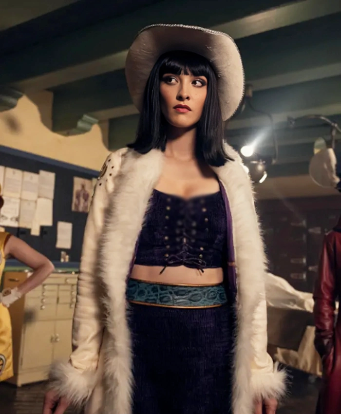 Lera Abova TV Series One Piece S02 Miss All Sunday White Leather Shearling Coat