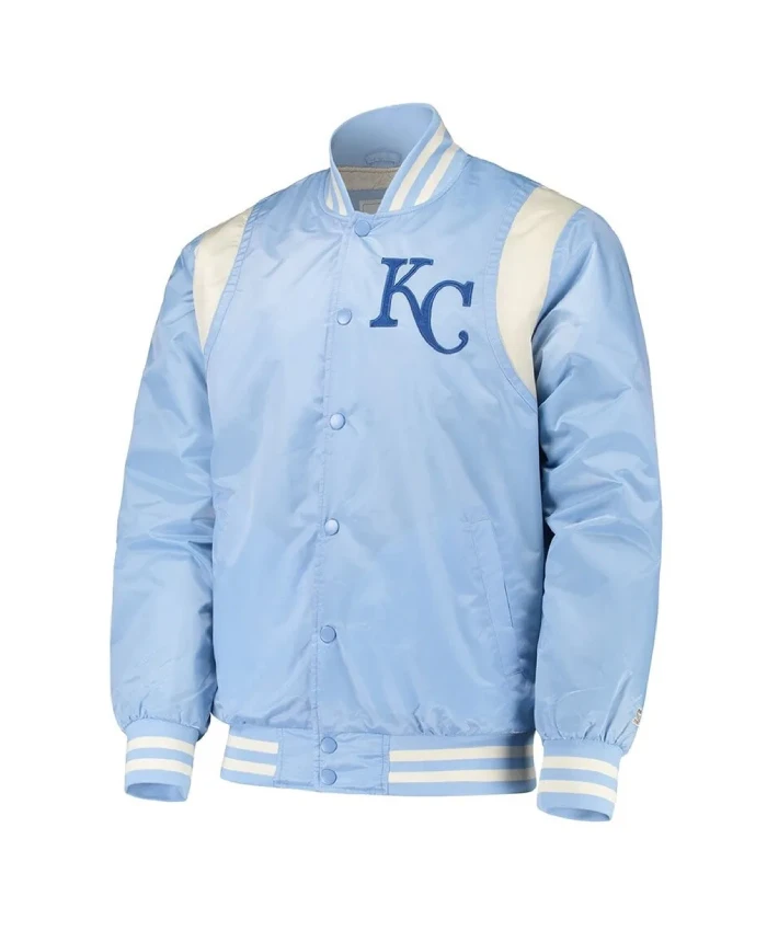Light BlueCream Kansas City Royals Varsity Satin Jacket