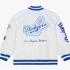 Lightweight LA Dodgers Arctic White Satin Jacket