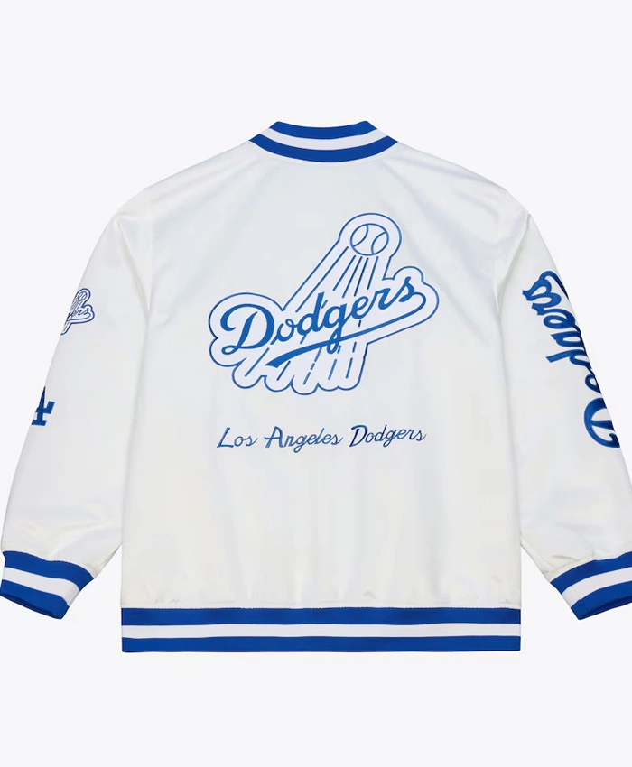 Lightweight LA Dodgers Arctic White Satin Jacket