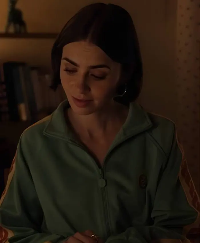 Lily Collins TV Series Emily In Paris Season 5 Full Zip Track Jacket In Green