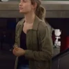 Lily James Film Swiped 2025 Whitney Wolfe Herd Cotton Army Green Jacket