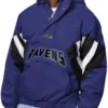 Line Up Baltimore Ravens Breakaway Crinkle Popover Half Zip Pullover Hooded Purple Jacket
