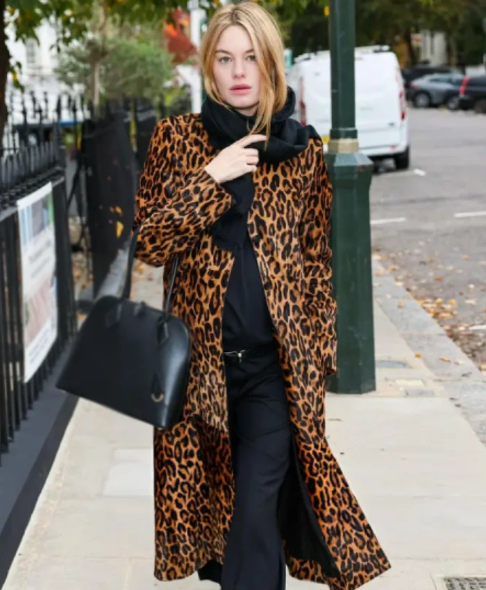 Camille Rowe London Street Style Leopard Print Coat