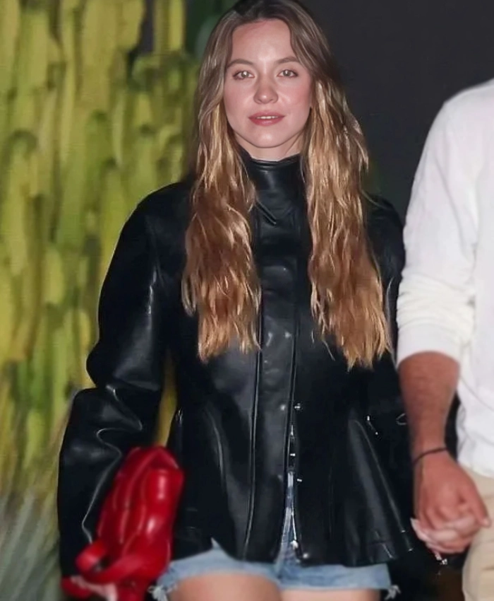 Los Angeles 2025 Sydney Sweeney Black Leather Jacket