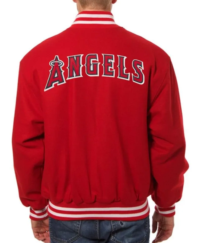 Los Angeles Angels Full Snap Varsity Wool Red Jacket