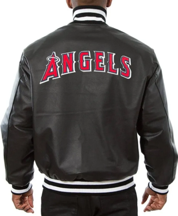 Los Angeles Angels Letterman Varsity Leather Black Jacket