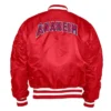 Los Angeles Angels MA 1 Bomber Full Zip Red Satin Jacket