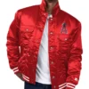 Los Angeles Angels Red Silver Tab Trucker Satin Jacket