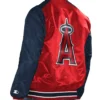 Los Angeles Angels Renegade Red And Navy Varsity Full Snap Satin Jacket