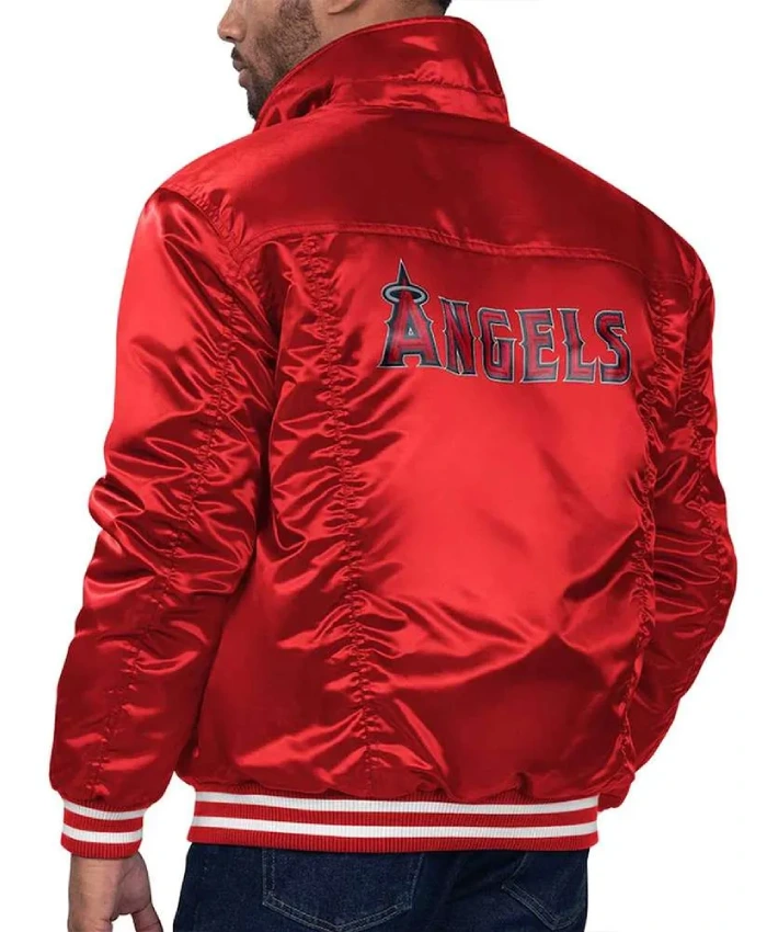 Los Angeles Angels Trucker Full Snap Satin Red Jacket