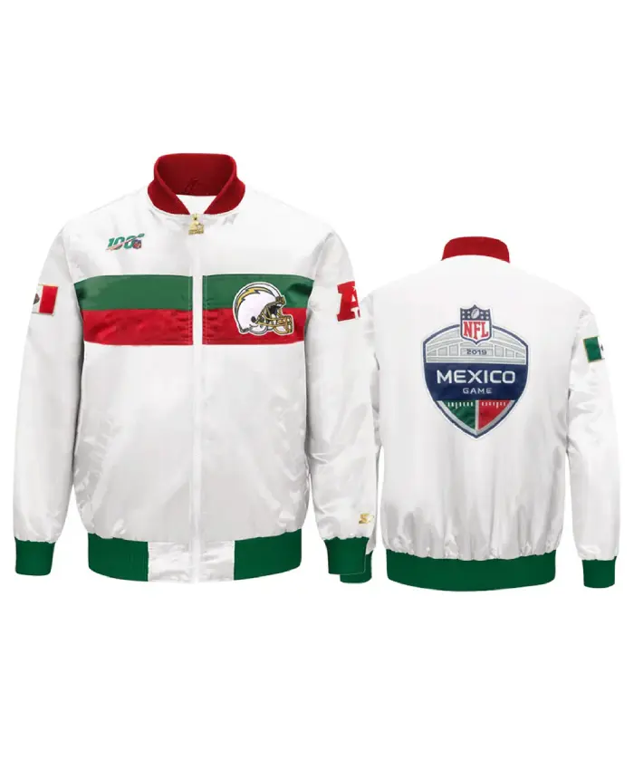 Los Angeles Chargers Mexico 2019 White Satin Jacket - Image 5