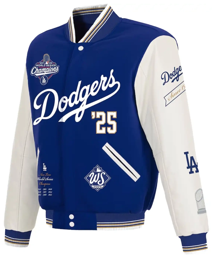 Los Angeles Dodgers 2025 World Series Champions Wool And Leather Varsity Jacket