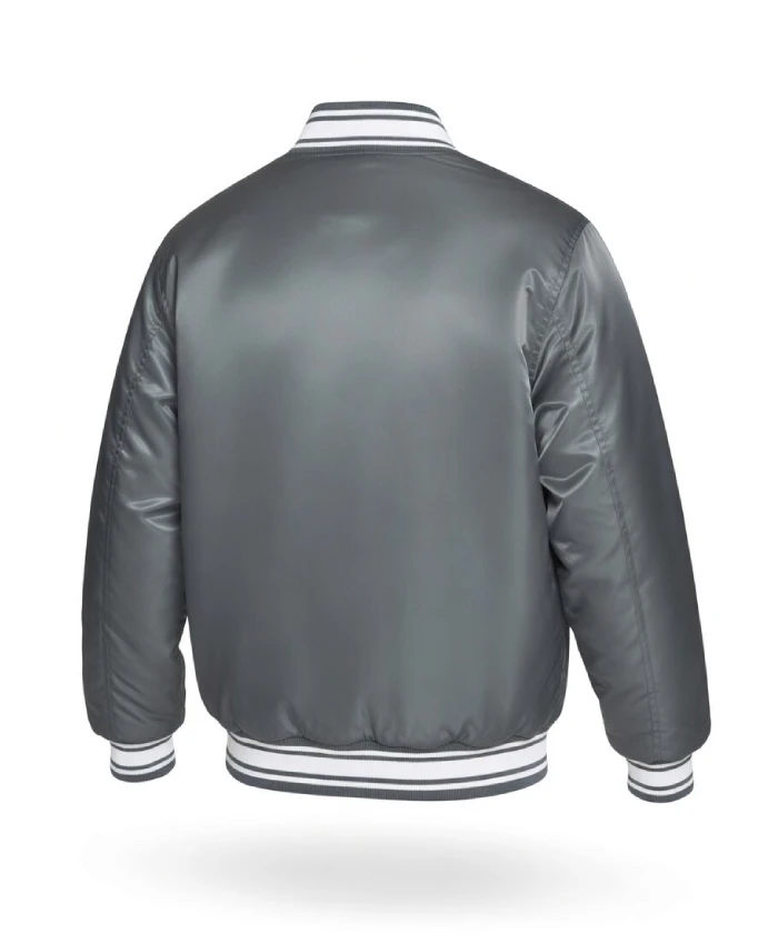 Los Angeles Dodgers Gray Satin Full Snap Varsity Jacket