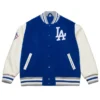 Los Angeles Dodgers Off Day Varsity Royal And Eggshell Full Snap Wool And Leather Jacket