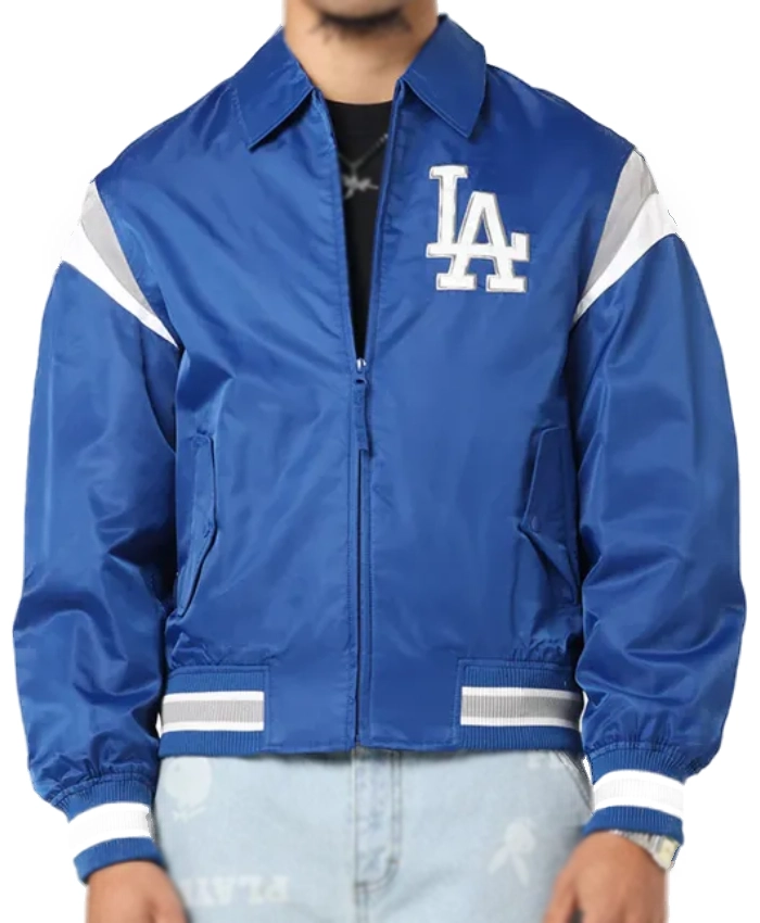 Los Angeles Dodgers Retro Stadium Full Zip Blue Satin Jacket