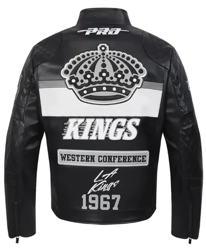 Los Angeles Kings Moto Black Leather Jacket