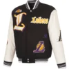 Los Angeles Lakers Gothic Wool And Leather Black And White Varsity Jacket