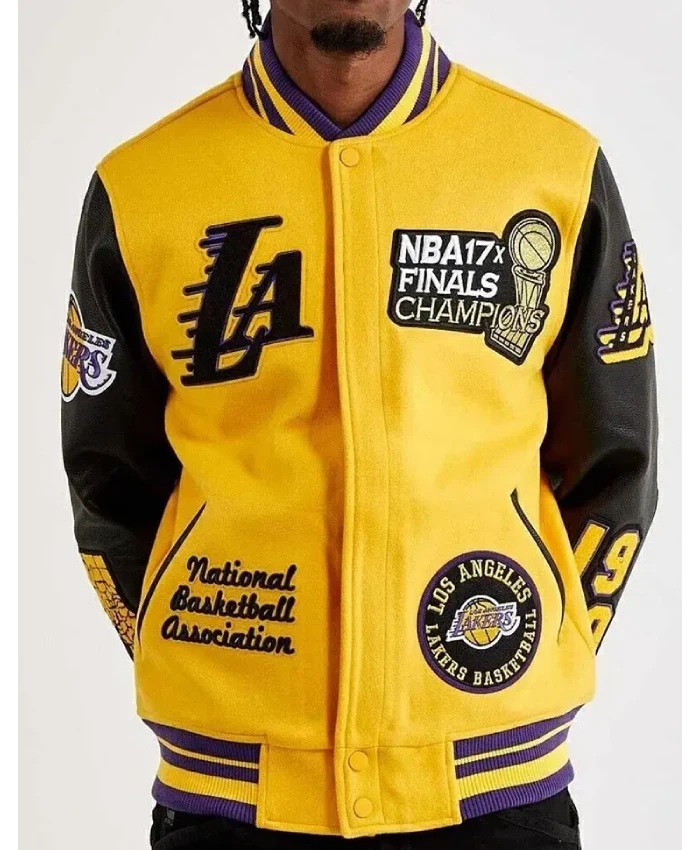 Los Angeles Lakers Mash Up Yellow And Black Varsity Jacket