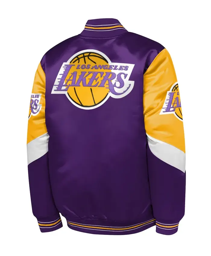 Los Angeles Lakers Throw It Back Full Zip Purple Satin Jacket