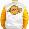 Los Angeles Lakers White Yellow Satin Varsity Jacket