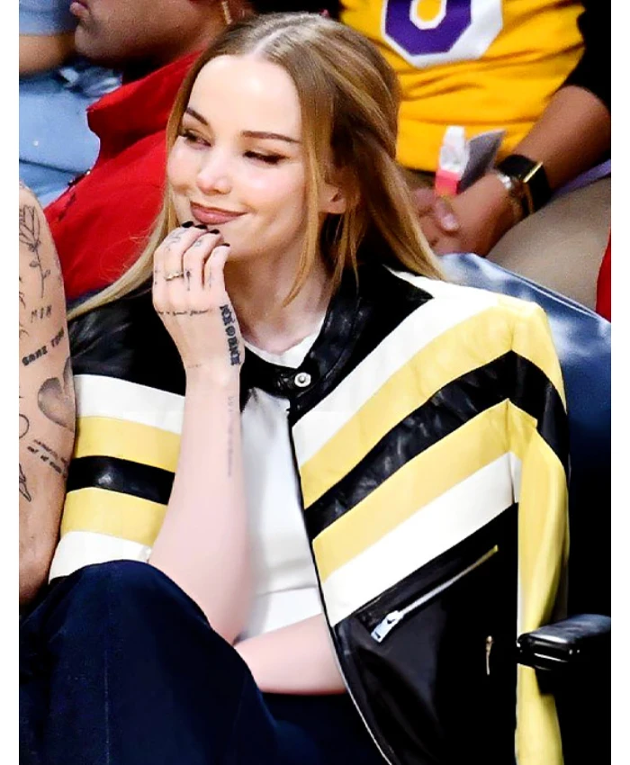Dove Cameron Lakers vs Detroit Pistons Leather Jacket