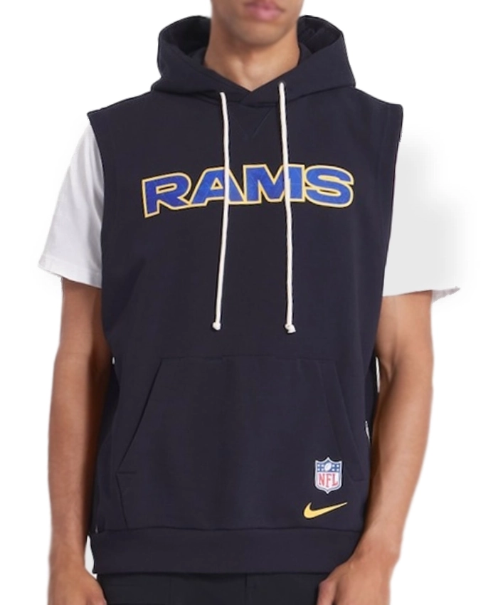 Los Angeles Rams 2025 Rivalries Collection Nike Standard Issue Sideline Dri FIT Black Sleeveless Hoodie