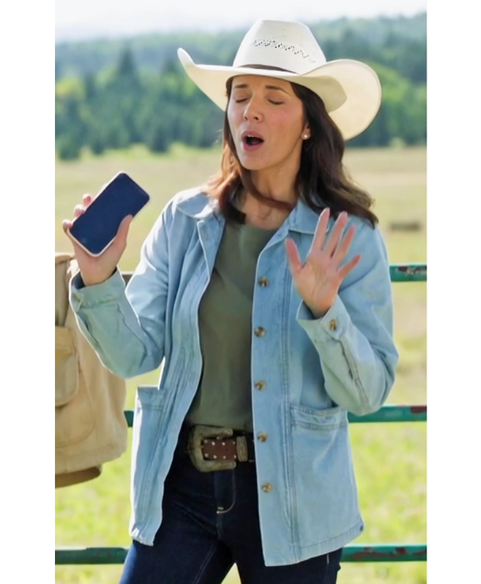 Lou Fleming TV Series Heartland S19 Michelle Morgan Light Blue Denim Jacket
