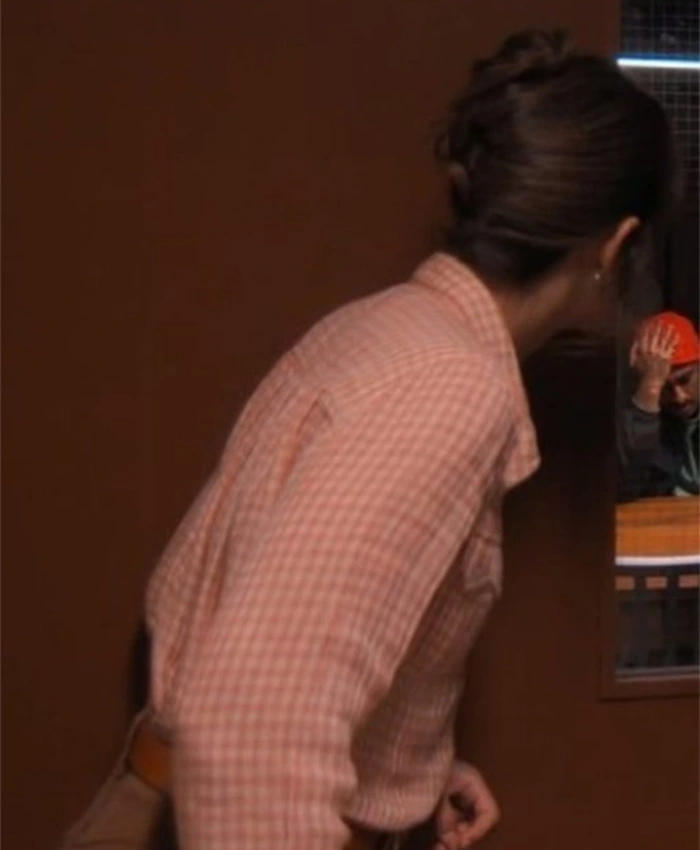 Lou Hickman TV Series Good Cop Bad Cop 2025 Leighton Meester Pink Check Shirt