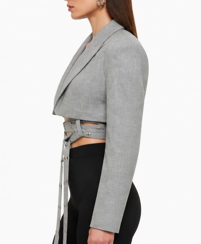 Love Island UK S13 Ellie Chadwick Cropped Grey Blazer
