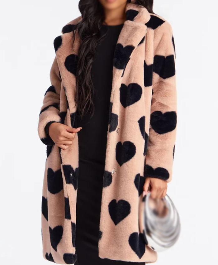 Lover Girl Fur Heart Pattern Coat