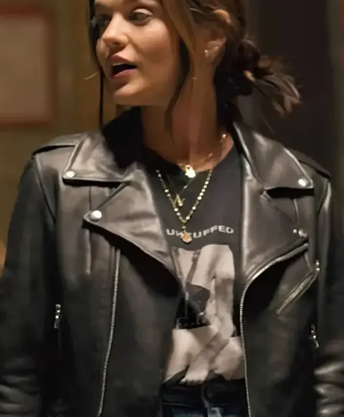 Lucy Hale Puppy Love Black Biker Leather Jacket