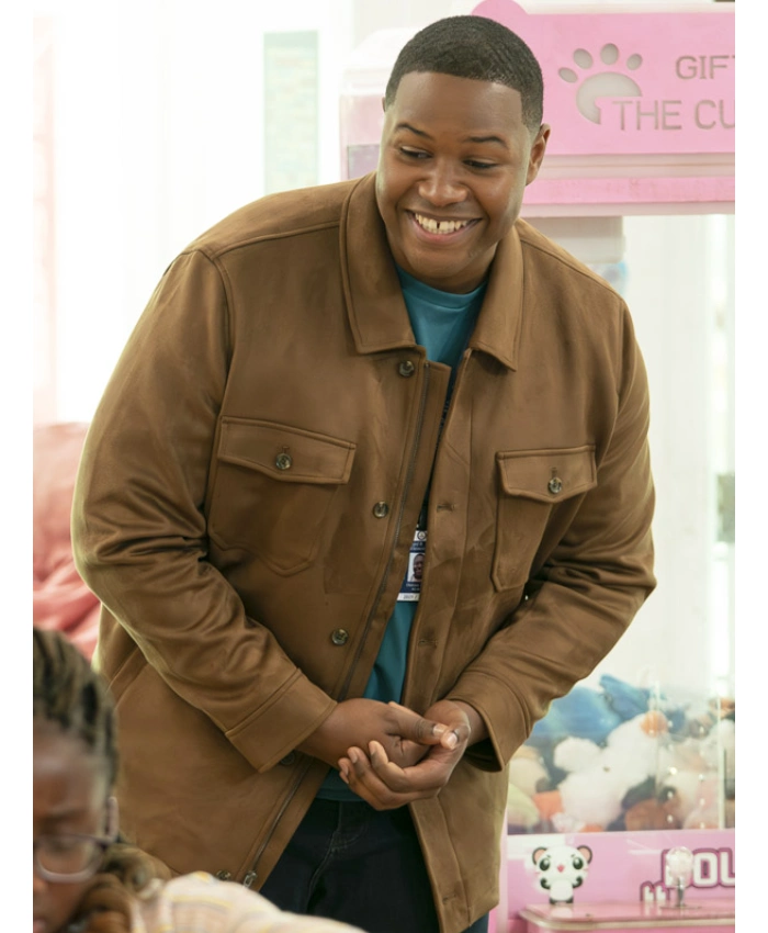 Luke Tennie Abbott Elementary TV Series 2026 Dominic Brown Suede Leather Jacket
